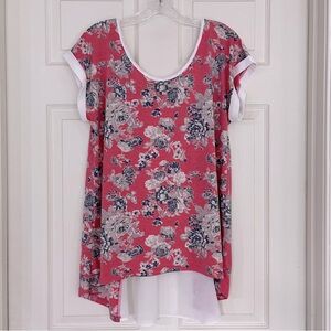 3/$25 Stitch Fix Le Lis Pink & White Floral Chiffon High Lo Flowy Tunic, Size M